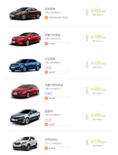 租车网价目表，租车哪个平台便宜